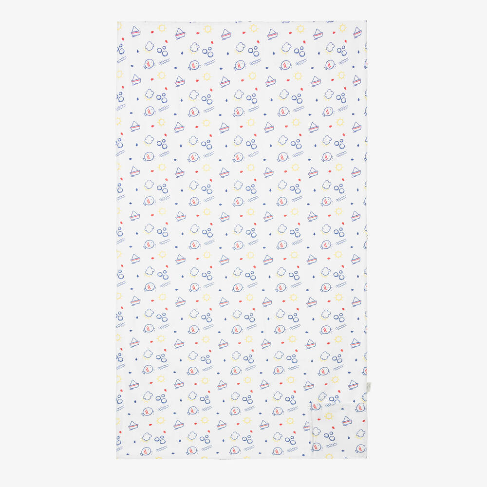 FS Baby-Baby Boys White Printed Towel (128cm) | Childrensalon Outlet