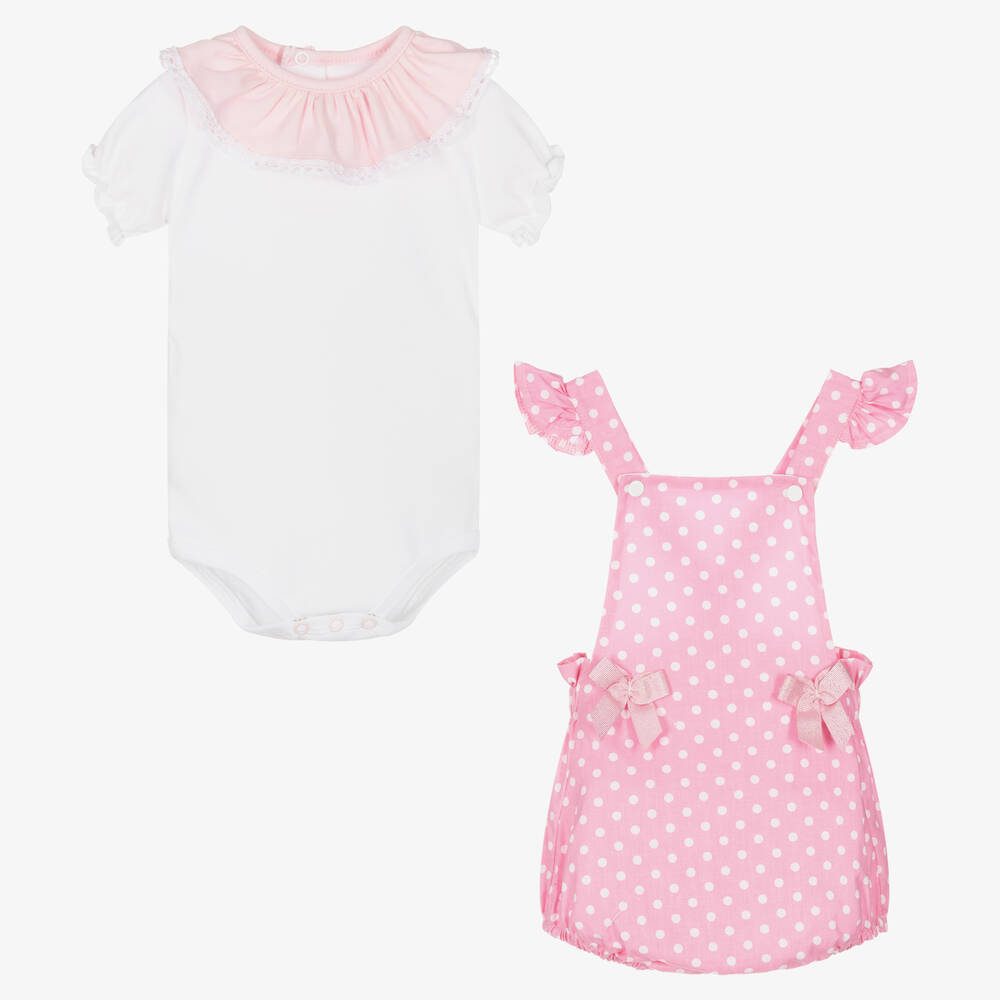 FS Baby-Baby Girls Cotton Dungaree Set | Childrensalon Outlet