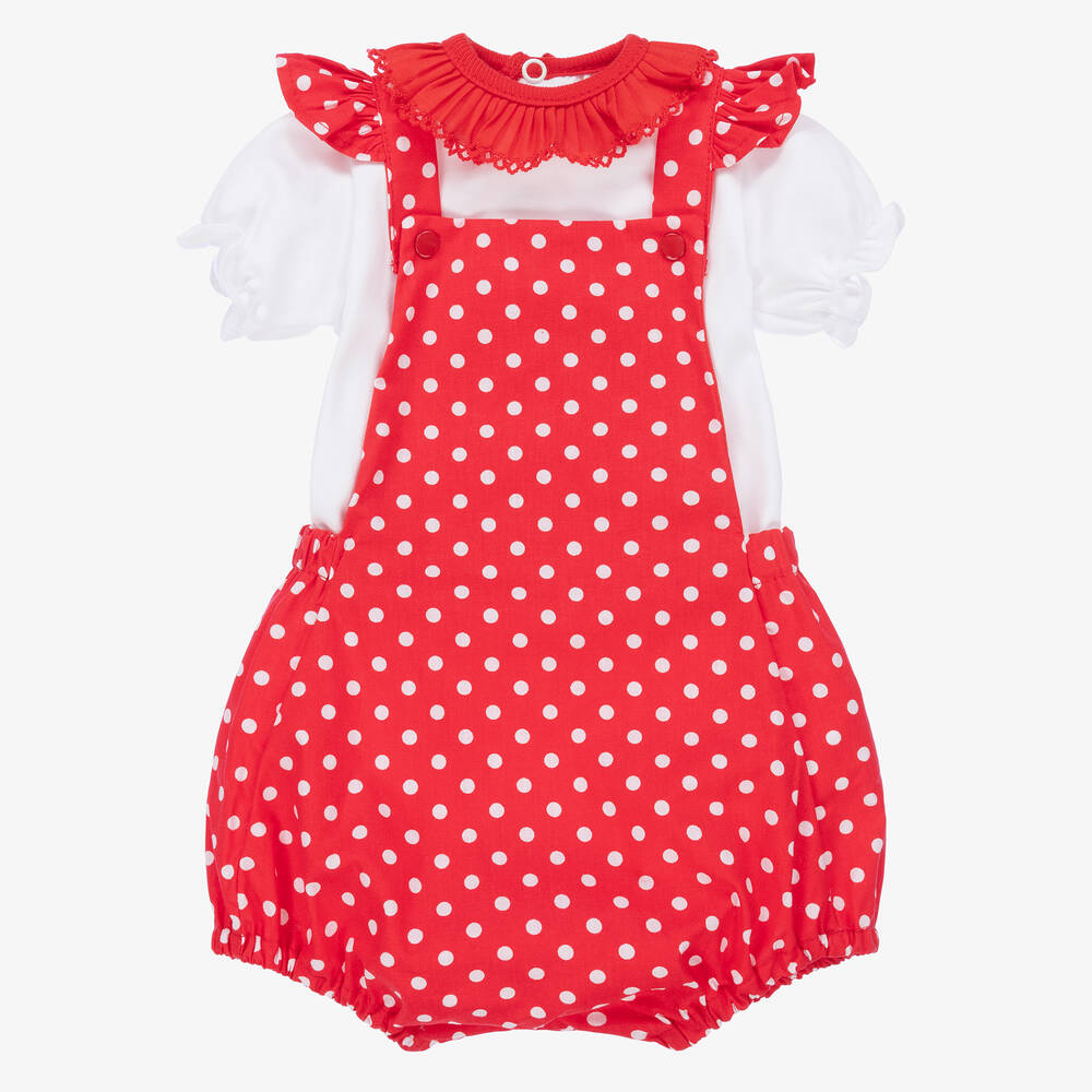 FS Baby-Baby Girls Cotton Dungaree Set | Childrensalon Outlet