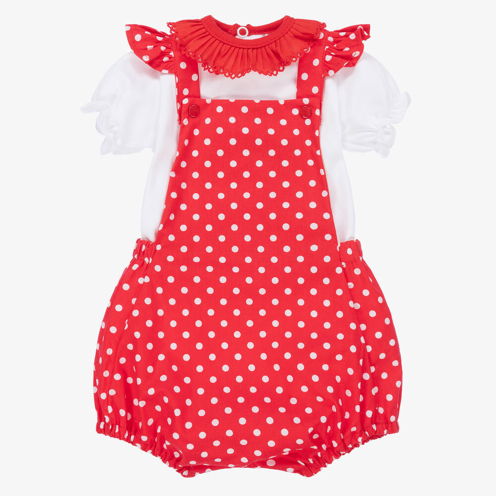 FS Baby - Baby Girls Cotton Dungaree Set | Childrensalon