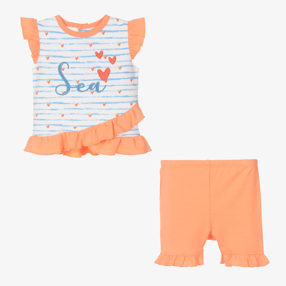 FS Baby-Baby Girls Orange Shorts Set | Childrensalon Outlet