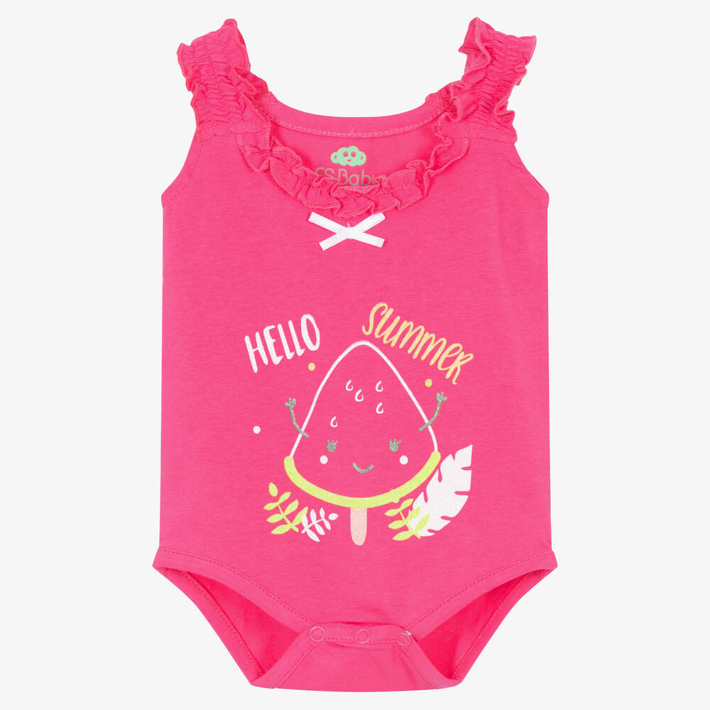 FS Baby - Baby Girls Pink Cotton Bodysuit | Childrensalon
