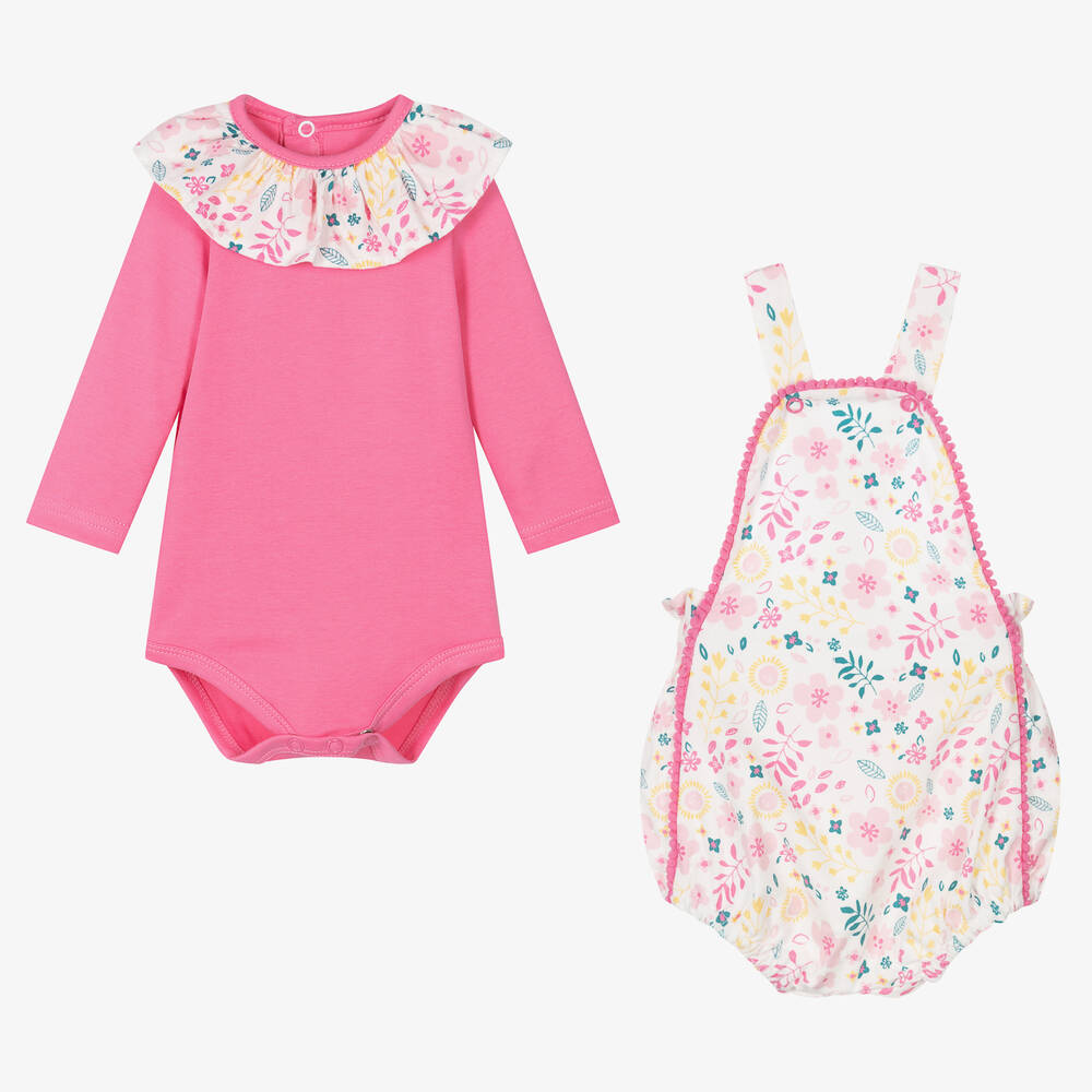 FS Baby-Baby Girls Pink Floral Shortie Set | Childrensalon Outlet