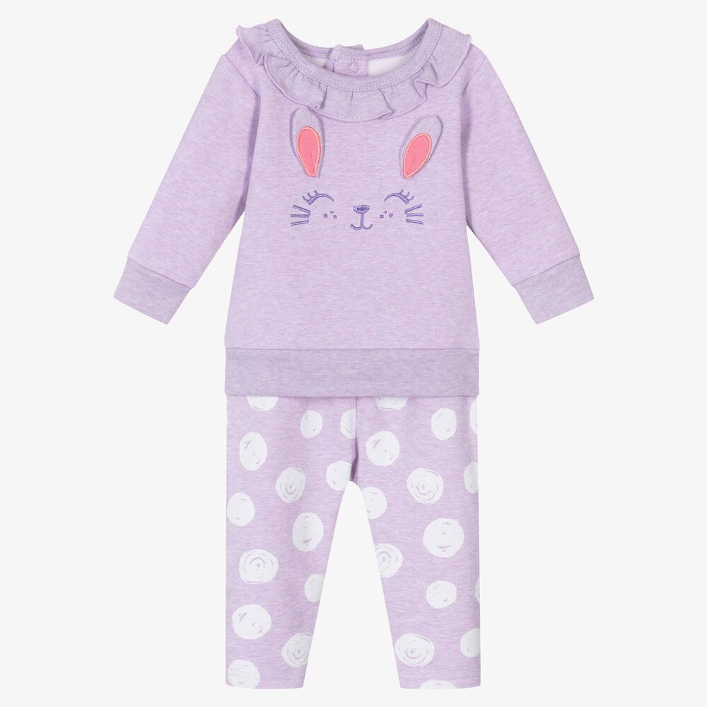 FS Baby-Baby Girls Purple Cotton Trouser Set | Childrensalon Outlet