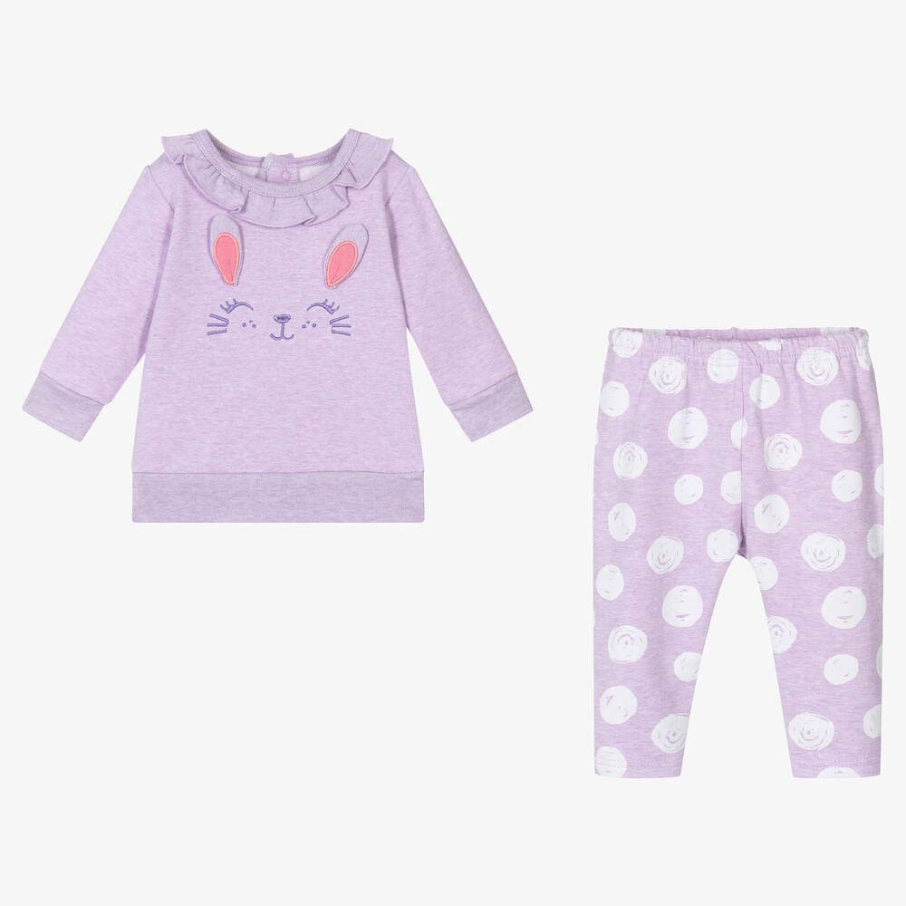 إف إس بيبي-Baby Girls Purple Cotton Trouser Set | Childrensalon Outlet