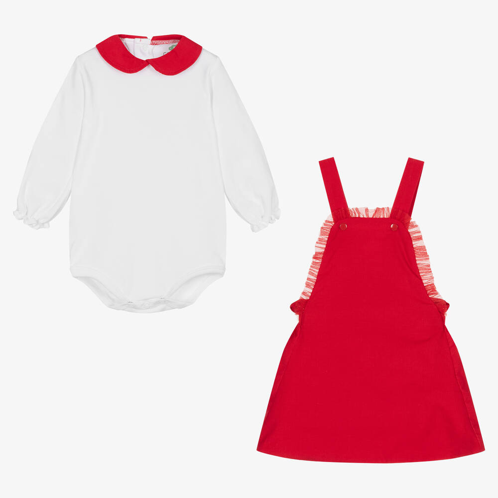 FS Baby-Baby Girls Red & White Cotton Skirt Set | Childrensalon Outlet