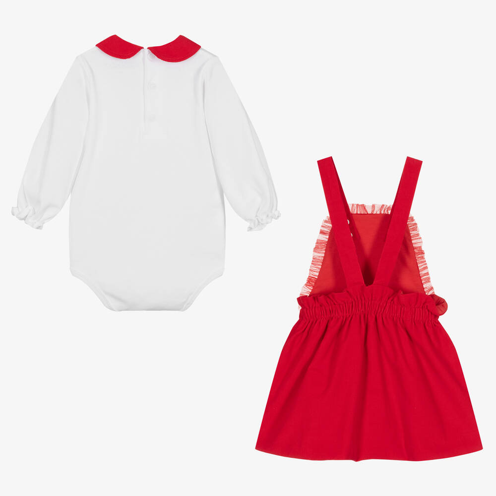 FS Baby-Baby Girls Red & White Cotton Skirt Set | Childrensalon Outlet
