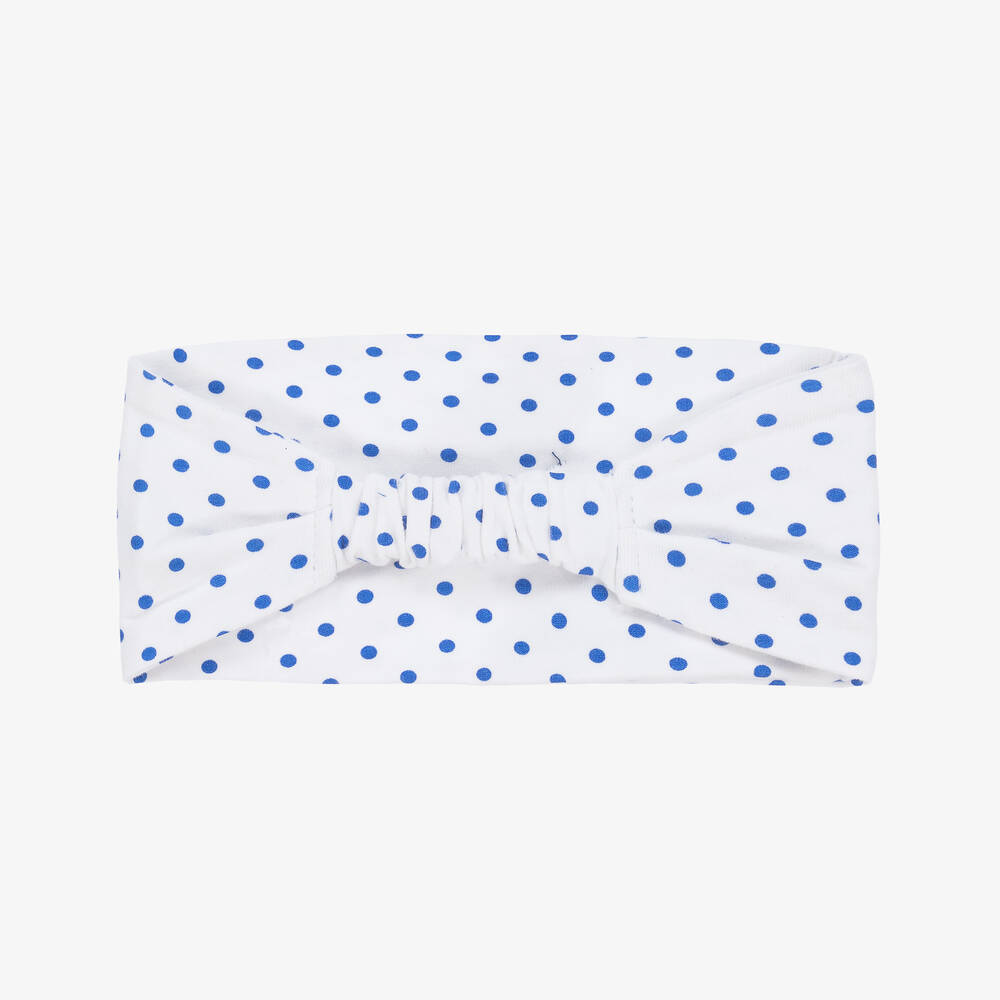 FS Baby-Baby Girls White & Blue Cotton Headband | Childrensalon Outlet