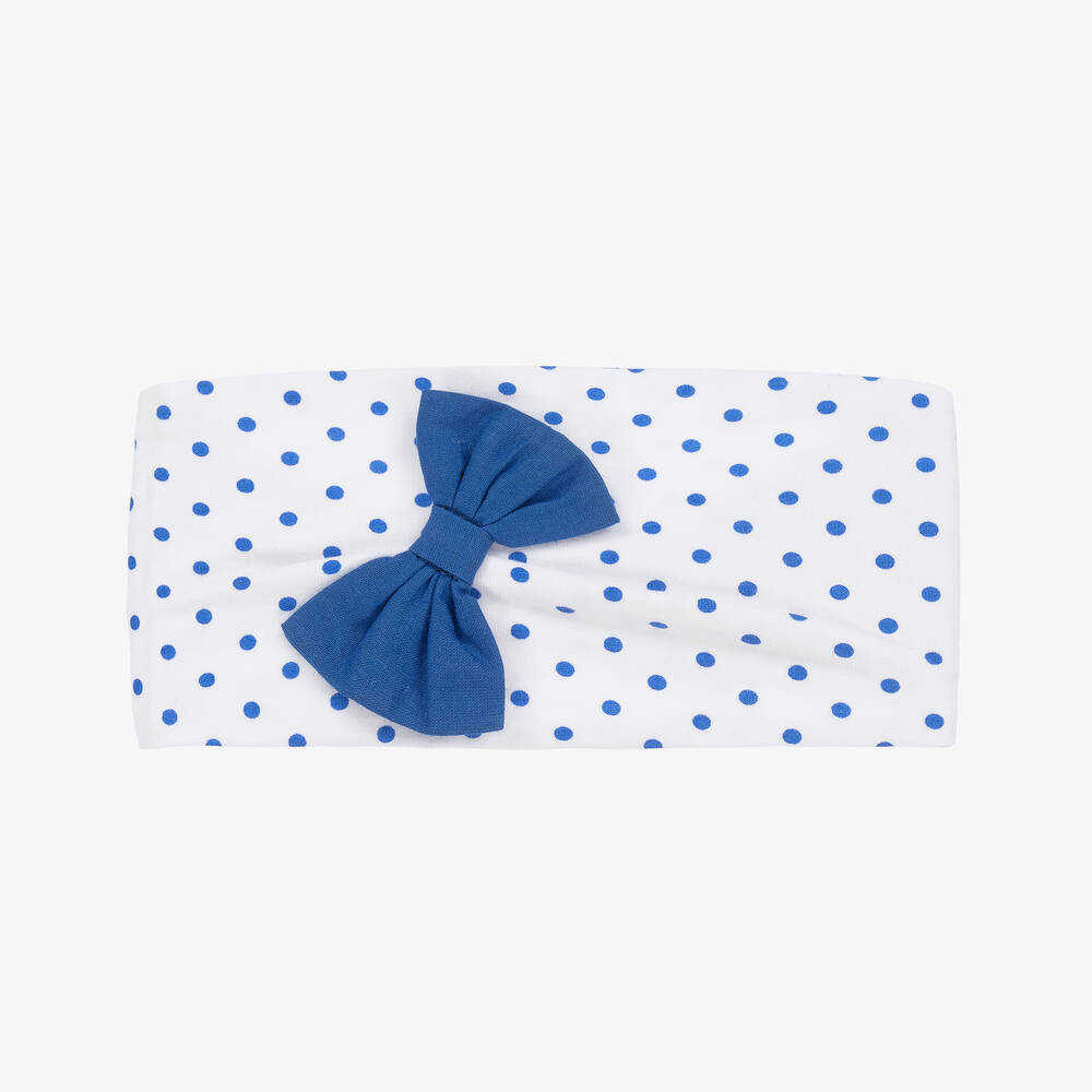 FS Baby - Baby Girls White & Blue Cotton Headband | Childrensalon