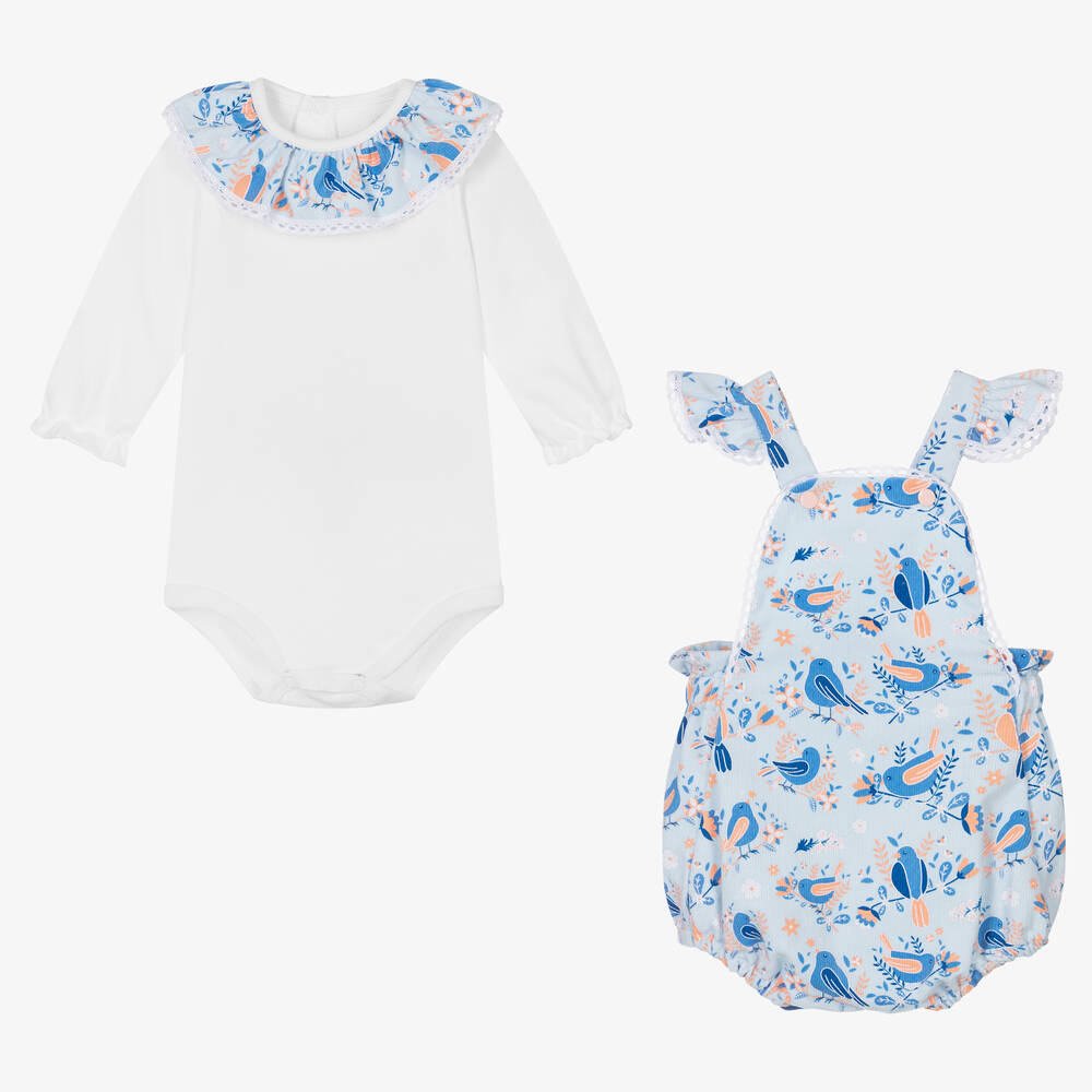 FS Baby-Baby Girls White & Blue Shortie Set | Childrensalon Outlet