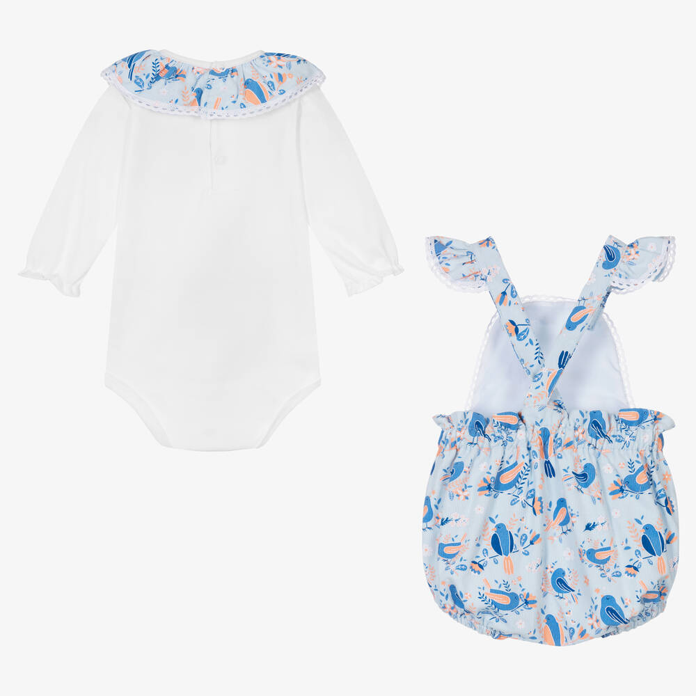 FS Baby-Baby Girls White & Blue Shortie Set | Childrensalon Outlet