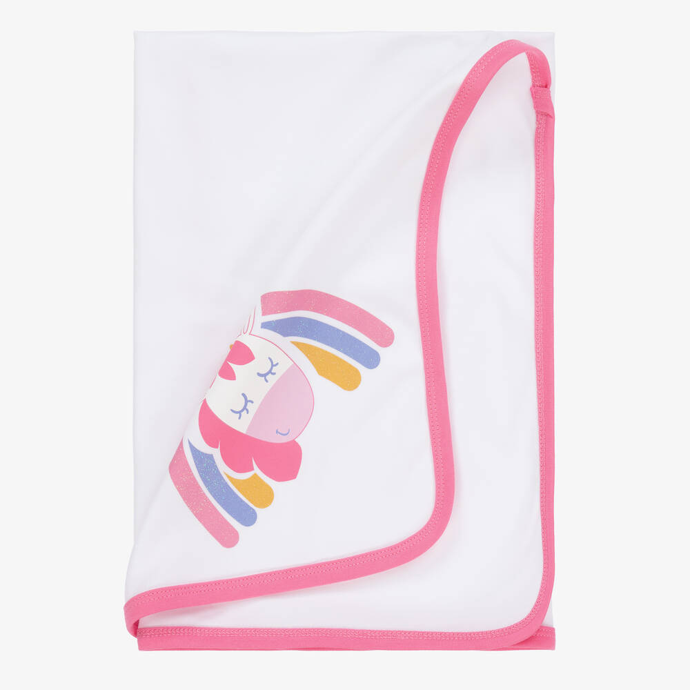 FS Baby-Baby Girls White Cotton Blanket (70cm) | Childrensalon Outlet