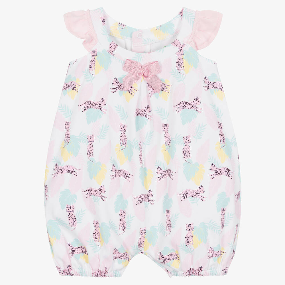 FS Baby-Baby Girls White & Pink Cotton Shortie | Childrensalon Outlet