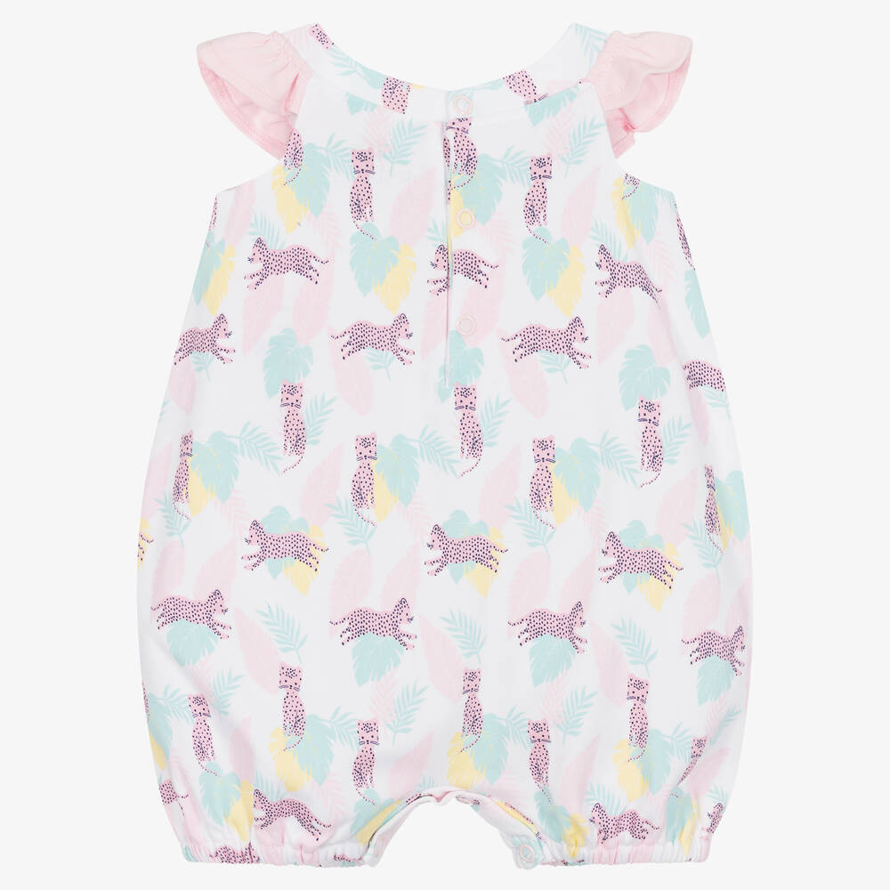 FS Baby-Baby Girls White & Pink Cotton Shortie | Childrensalon Outlet