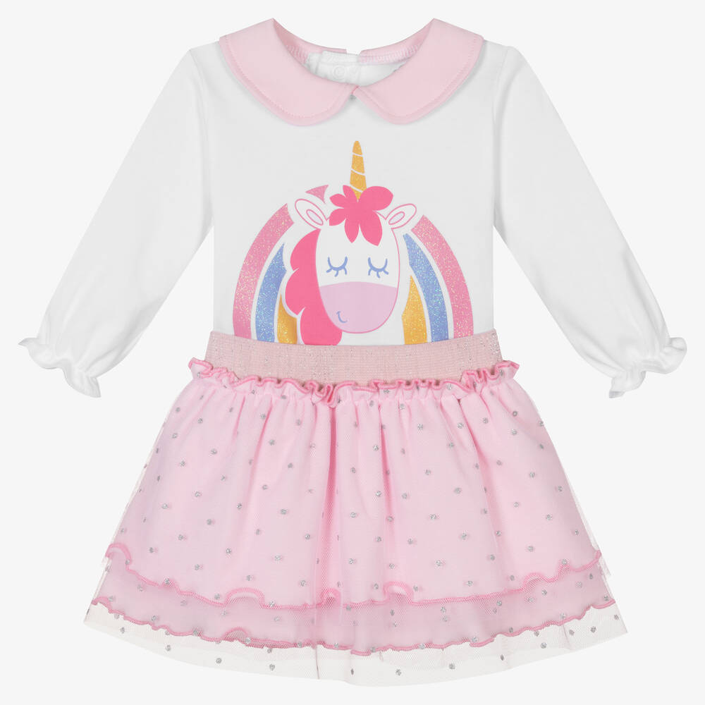 FS Baby - Baby Girls White & Pink Cotton Skirt Set | Childrensalon