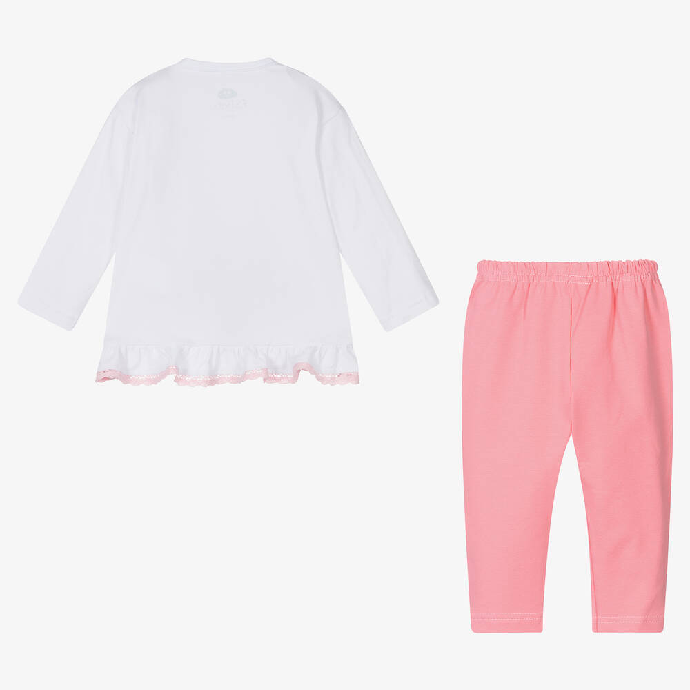 FS Baby Baby Girls White Pink Leggings Set