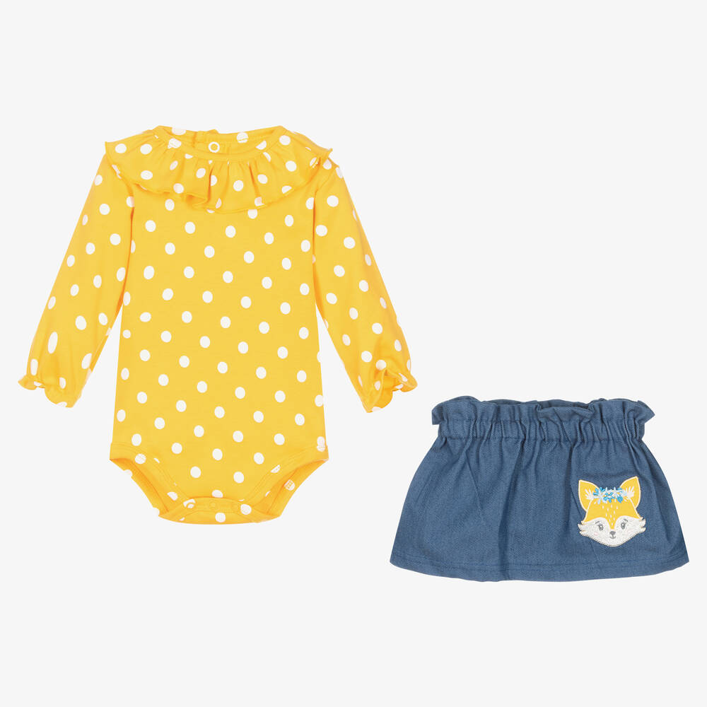 FS Baby - Baby Girls Yellow & Blue Skirt Set | Childrensalon