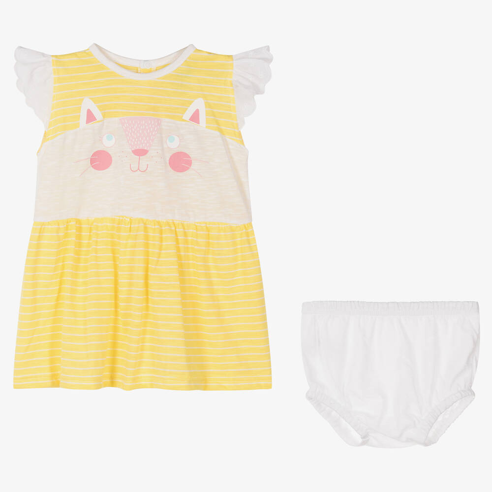 FS Baby-Baby Girls Yellow Cotton Dress | Childrensalon Outlet