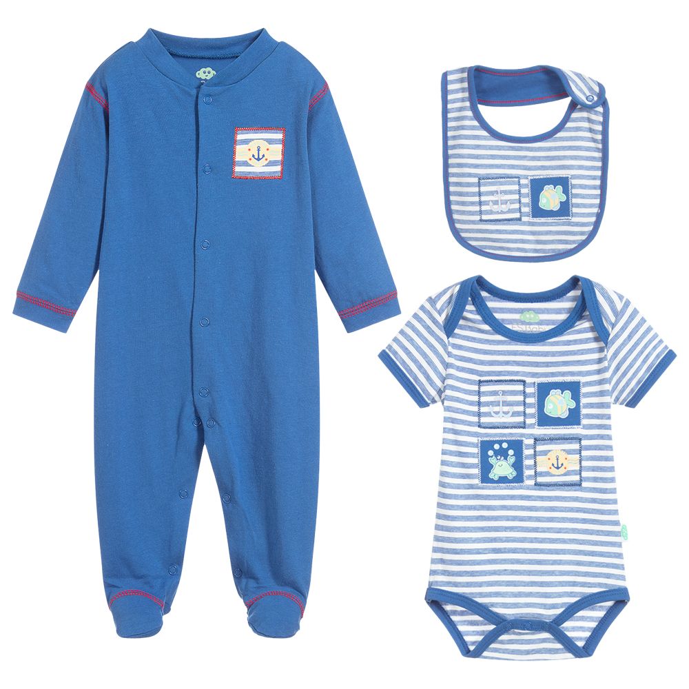 FS Baby - Blue Cotton Babygrow Gift Set | Childrensalon