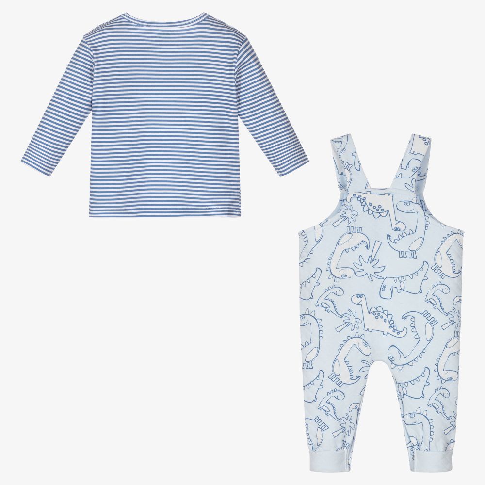 إف إس بيبي-Blue Cotton Top & Dungaree Set | Childrensalon Outlet