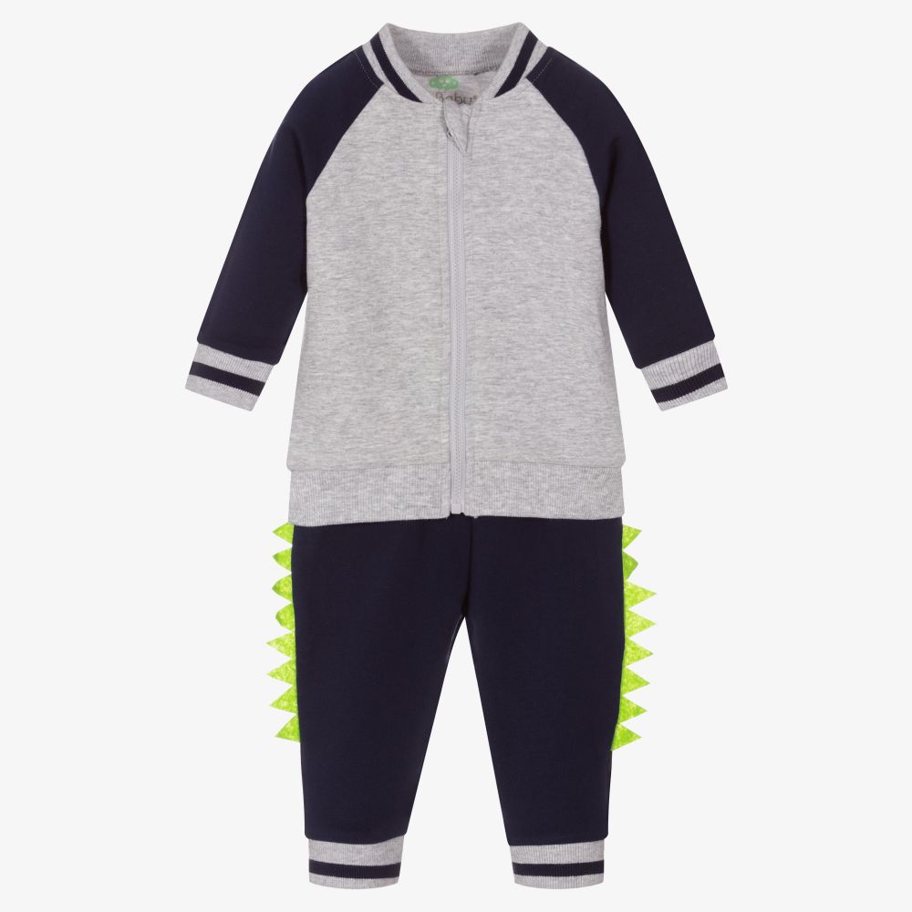 FS Baby - Blue & Grey Cotton Tracksuit | Childrensalon