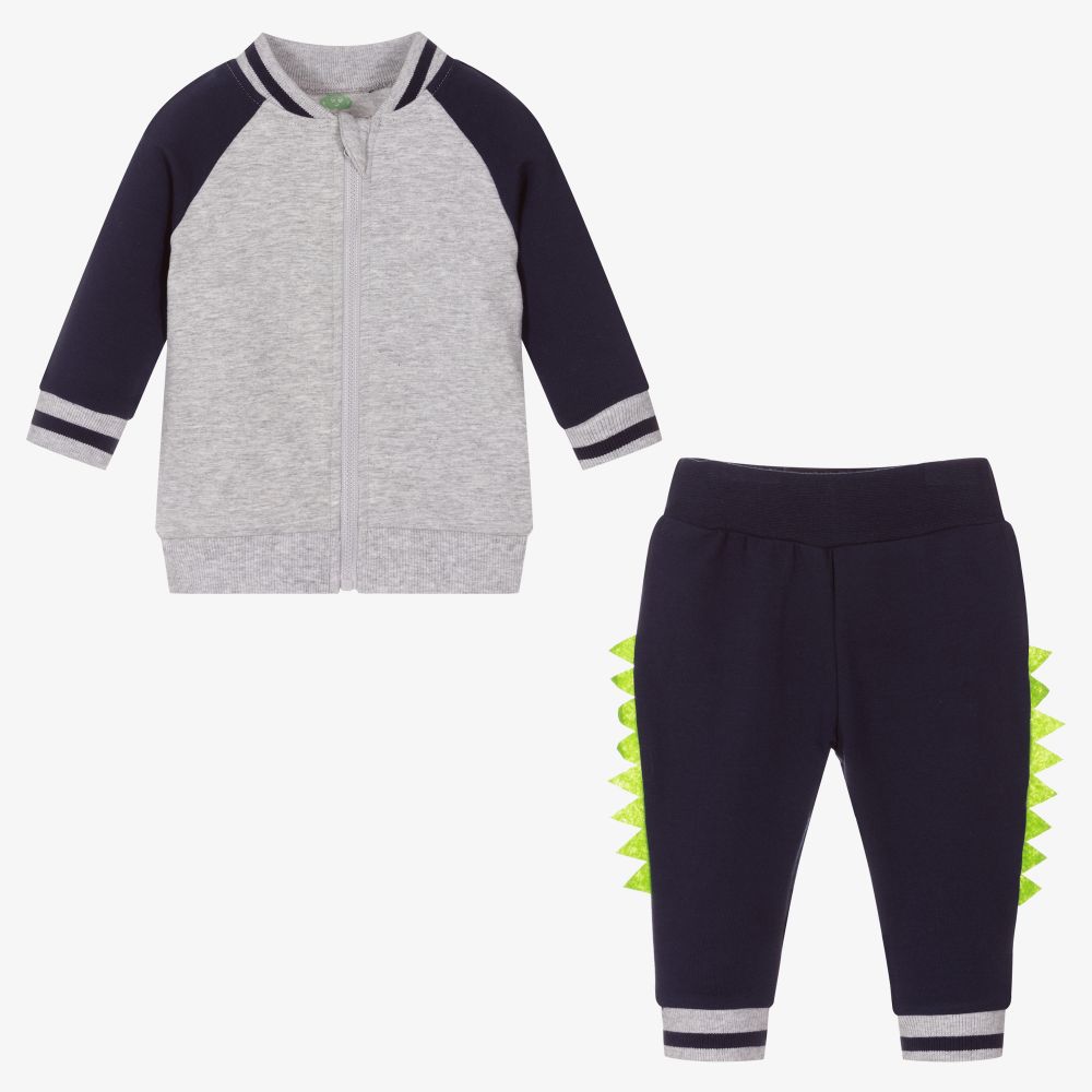 FS Baby-Blue & Grey Cotton Tracksuit | Childrensalon Outlet