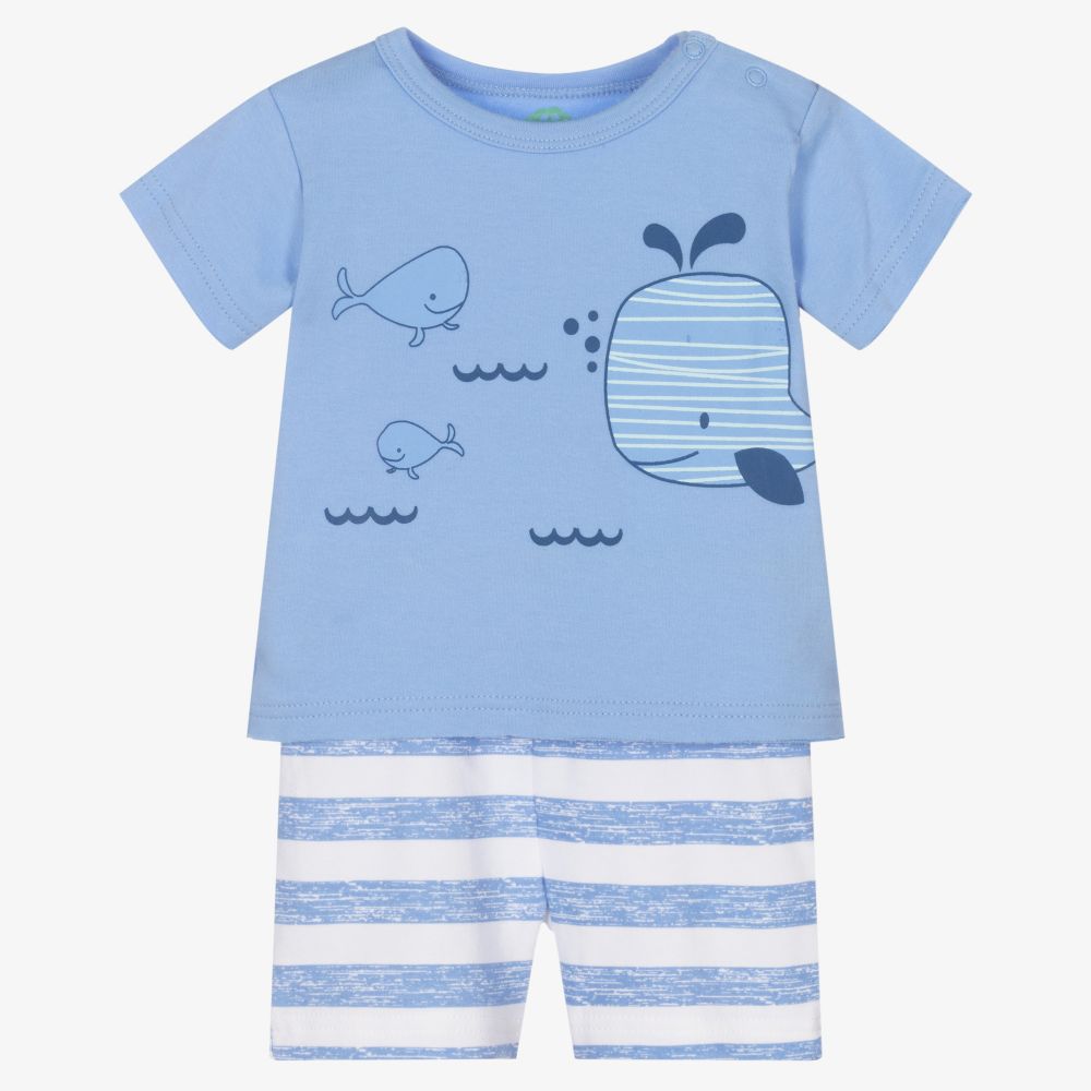 FS Baby-Blue Organic Cotton Shorts Set | Childrensalon Outlet