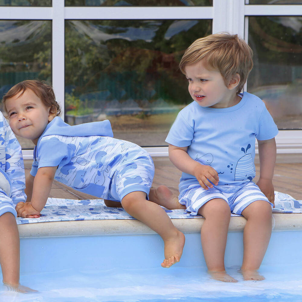 FS Baby-Blue Organic Cotton Shorts Set | Childrensalon Outlet