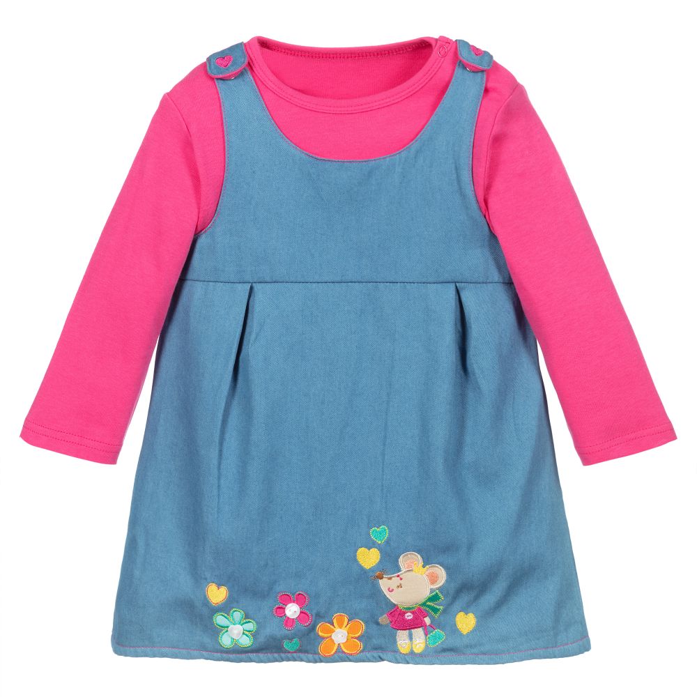 FS Baby - Blue & Pink Baby Dress Set | Childrensalon