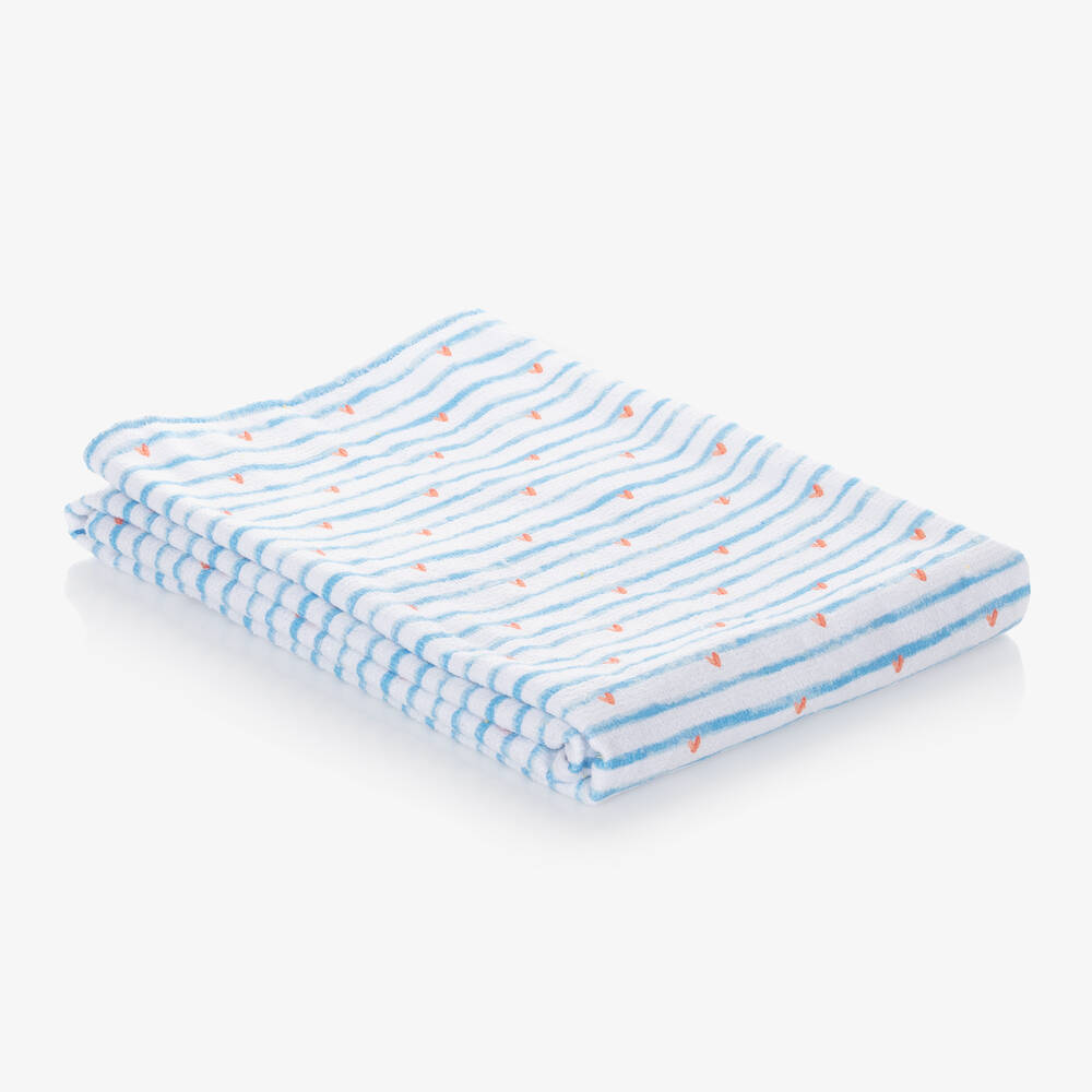 إف إس بيبي-Blue & White Stripe Towel (134cm) | Childrensalon Outlet