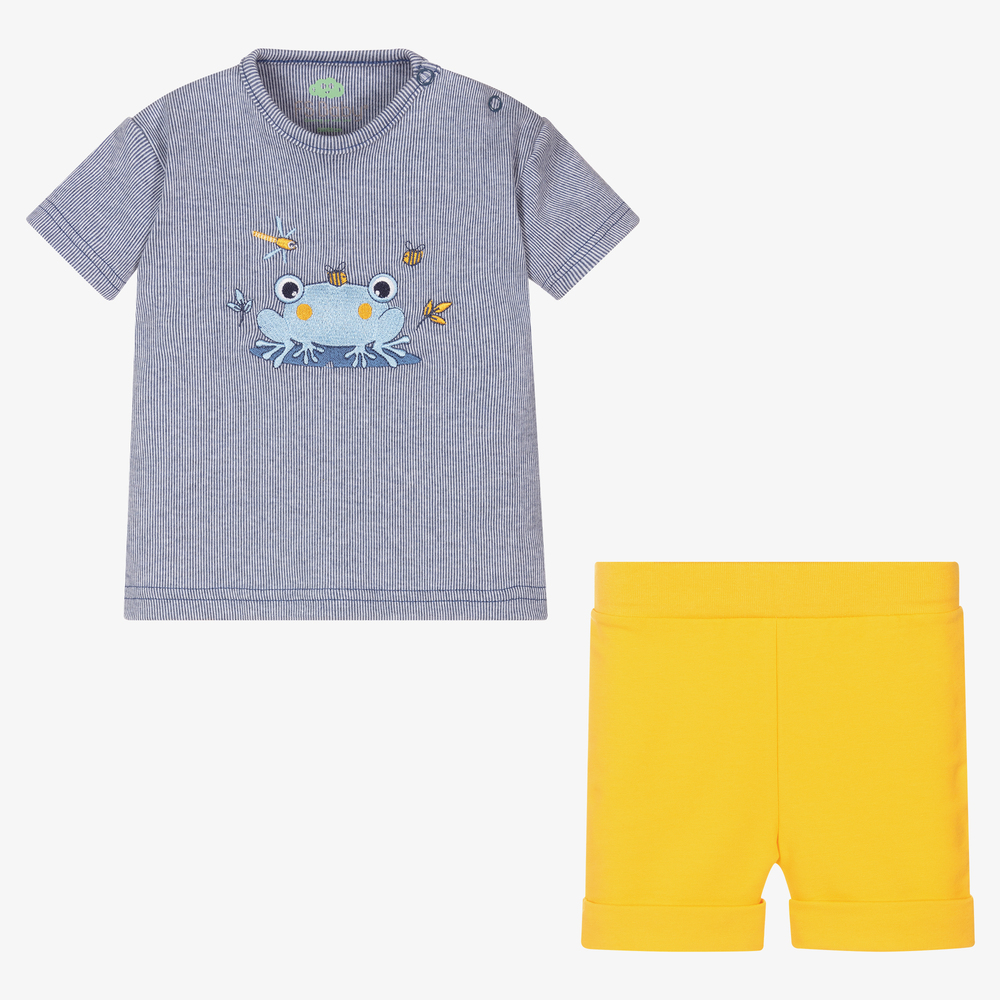 FS Baby-Blue & Yellow Baby Shorts Set | Childrensalon Outlet