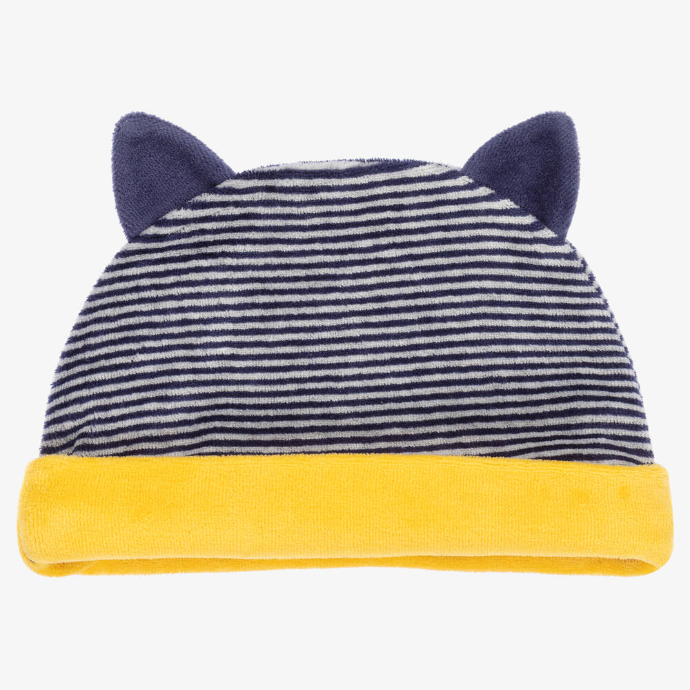 FS Baby-Blue & Yellow Cotton Velour Baby Hat | Childrensalon Outlet