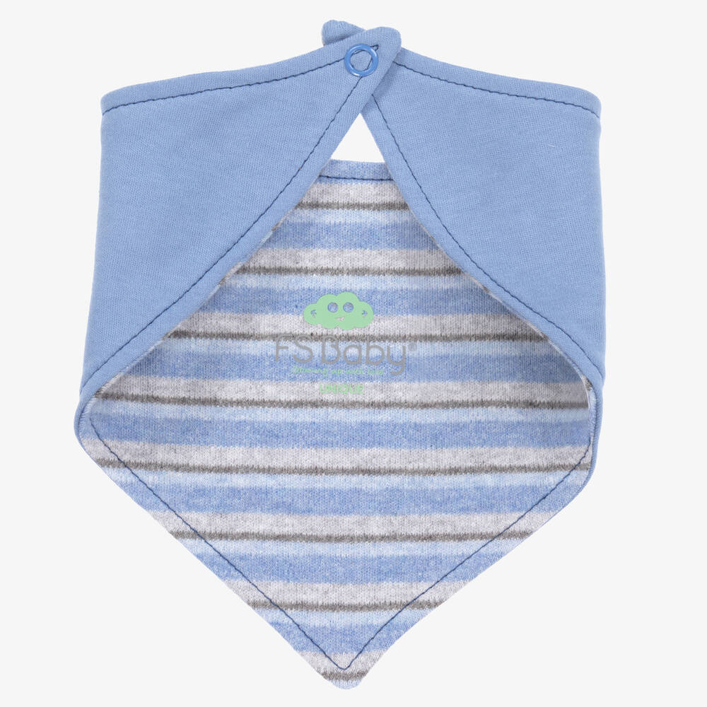 FS Baby-Boys Blue Cotton Embroidered Cat Bib | Childrensalon Outlet