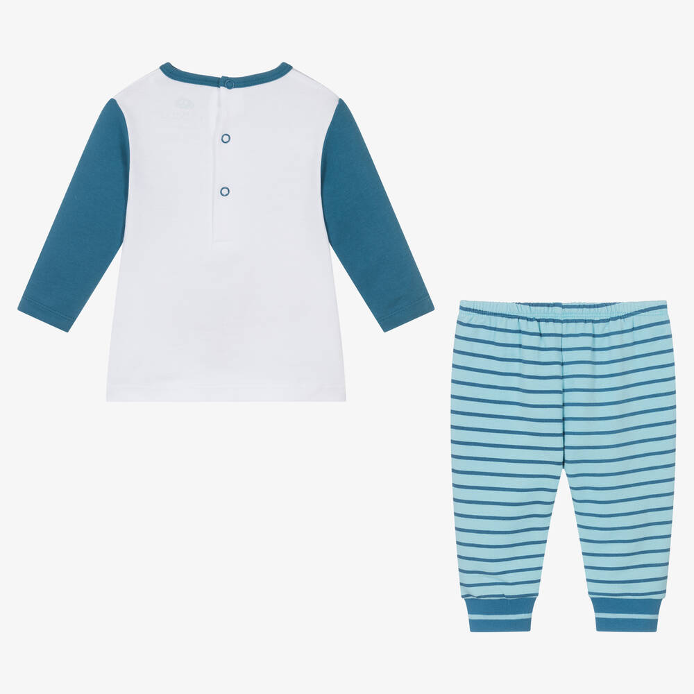 FS Baby-Boys Blue Cotton Monster Trouser Set | Childrensalon Outlet