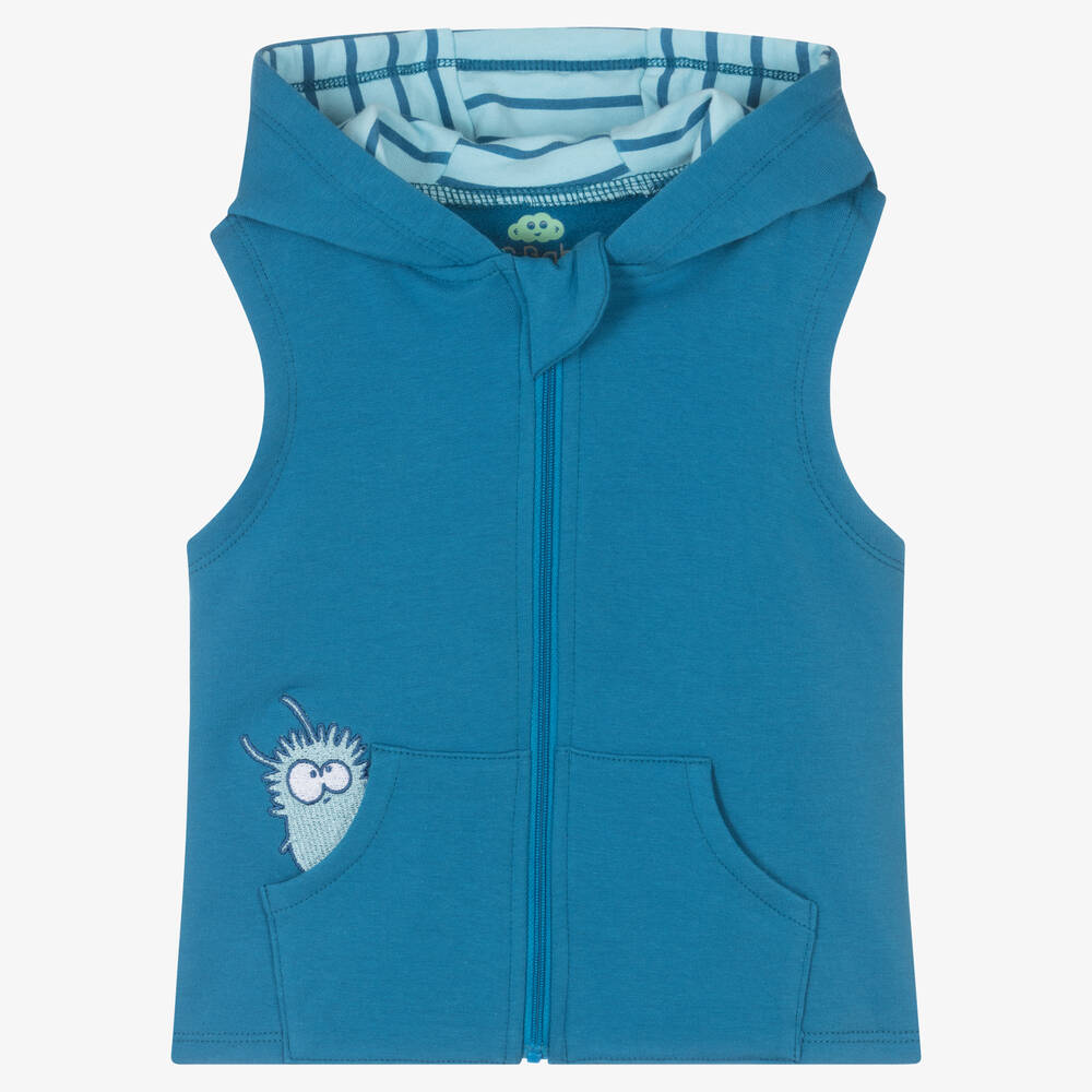 FS Baby - Boys Blue Cotton Monster Zip-Up Top | Childrensalon