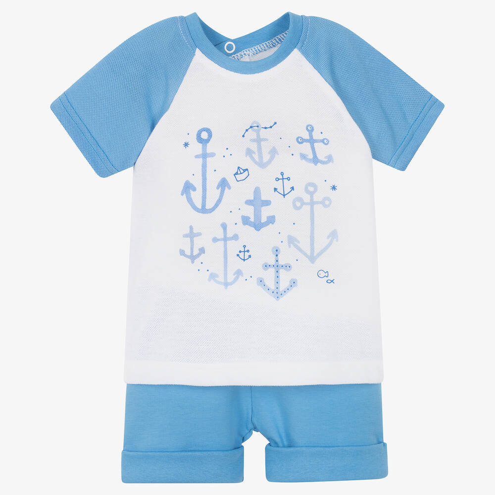 FS Baby - Boys Blue Cotton Shorts Set | Childrensalon