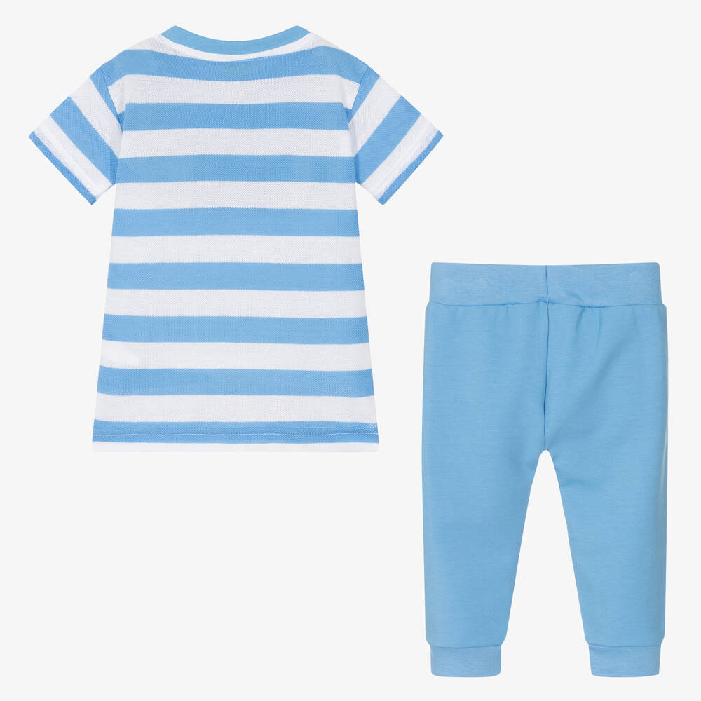 FS Baby-Boys Blue Cotton Trouser Set | Childrensalon Outlet