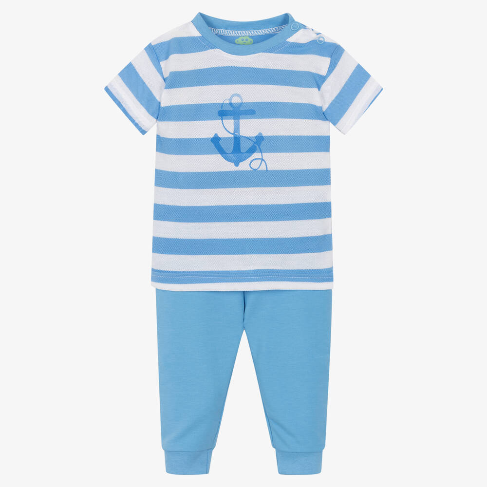 FS Baby - Boys Blue Cotton Trouser Set | Childrensalon