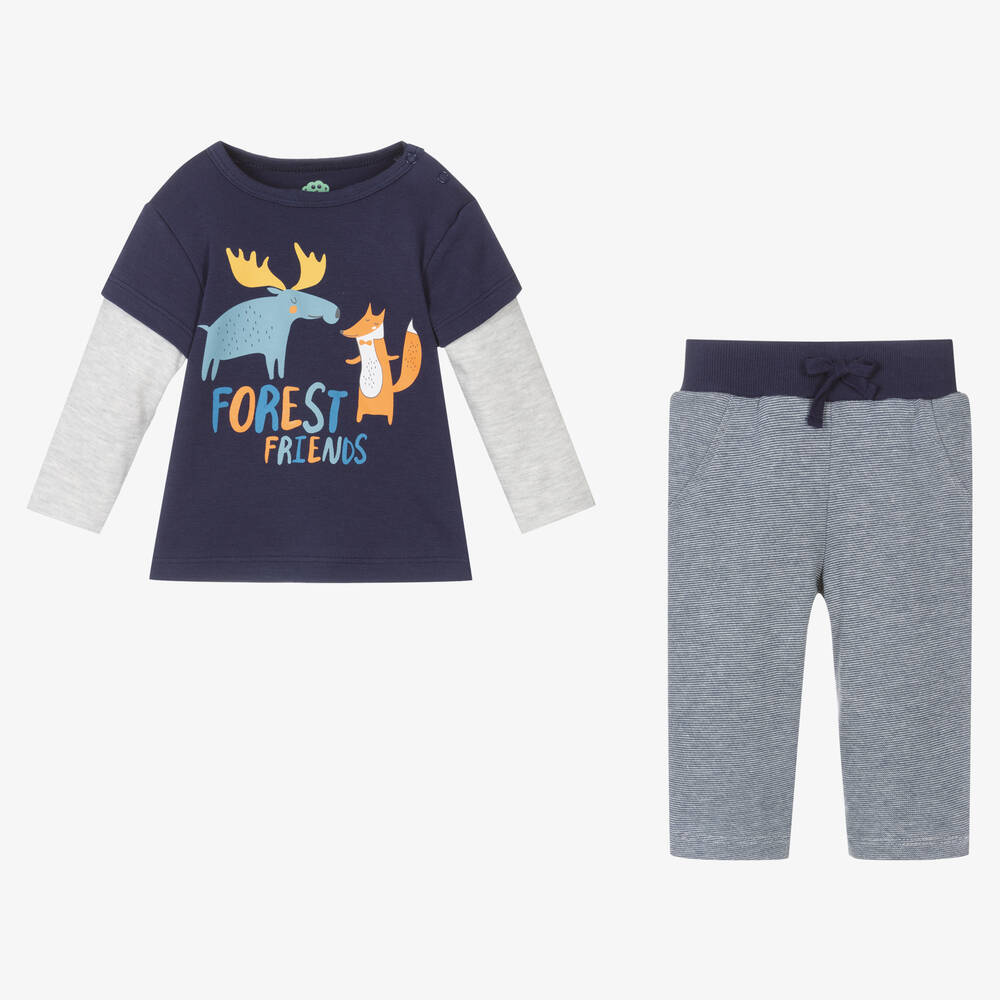 إف إس بيبي-Boys Blue Cotton Trouser Set | Childrensalon Outlet