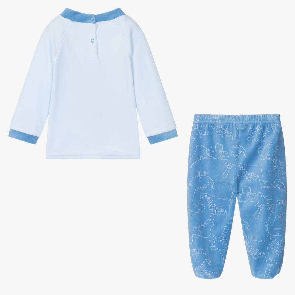 FS Baby-Boys Blue Dinosaur 2 Piece Babygrow | Childrensalon Outlet