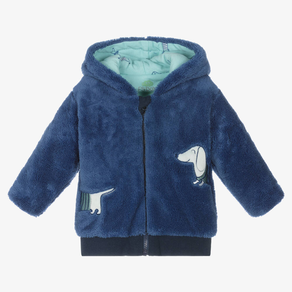 FS Baby - Boys Blue Faux Fur Zip-Up Top | Childrensalon