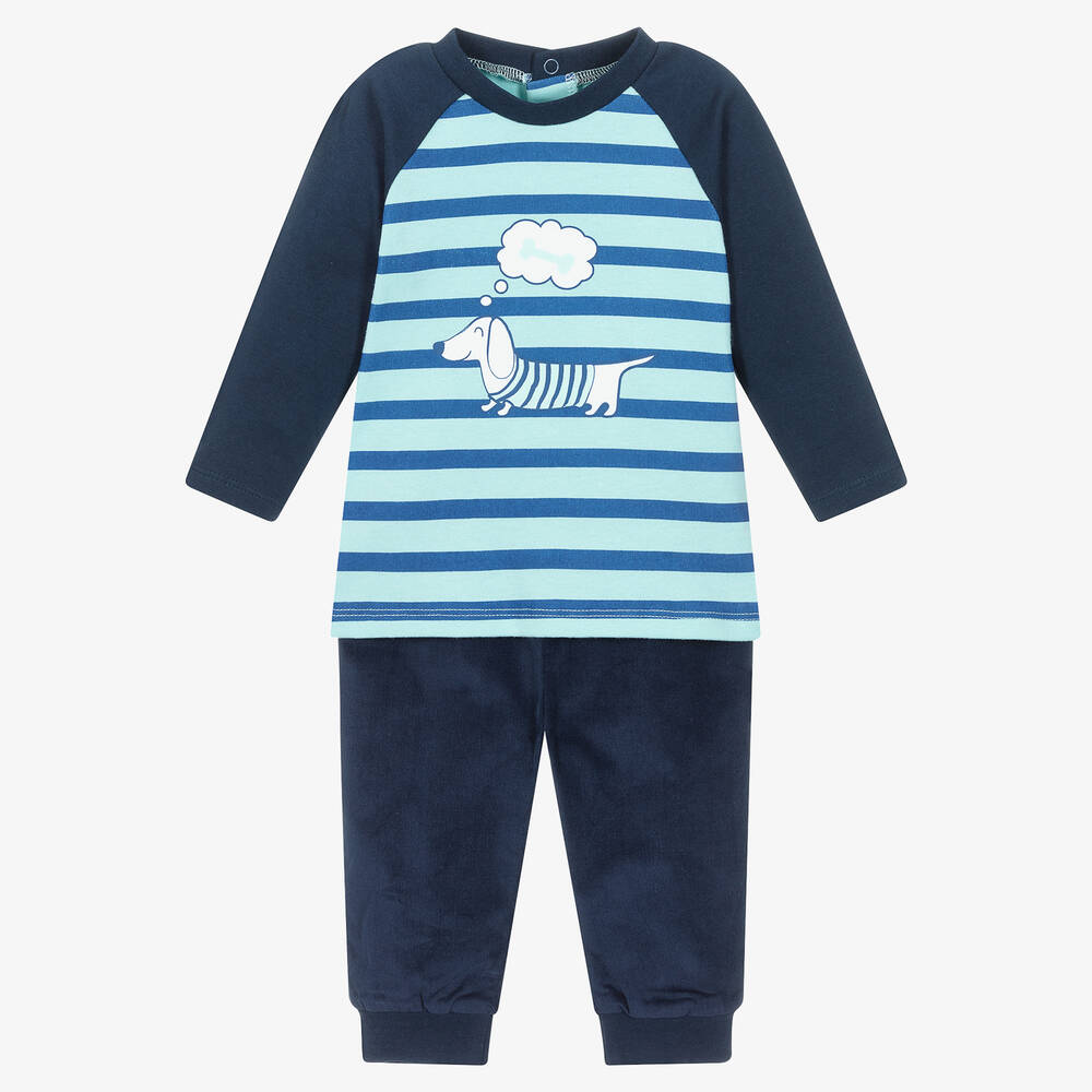 FS Baby - Boys Blue & Green Stripe Trouser Set | Childrensalon