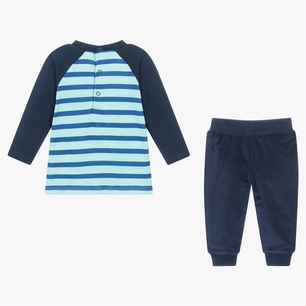 FS Baby-Boys Blue & Green Stripe Trouser Set | Childrensalon Outlet