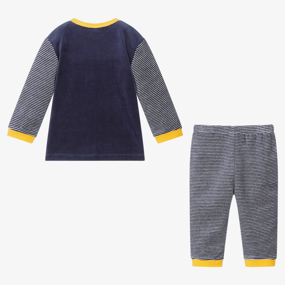 FS Baby-Boys Blue Velour Trouser Set | Childrensalon Outlet