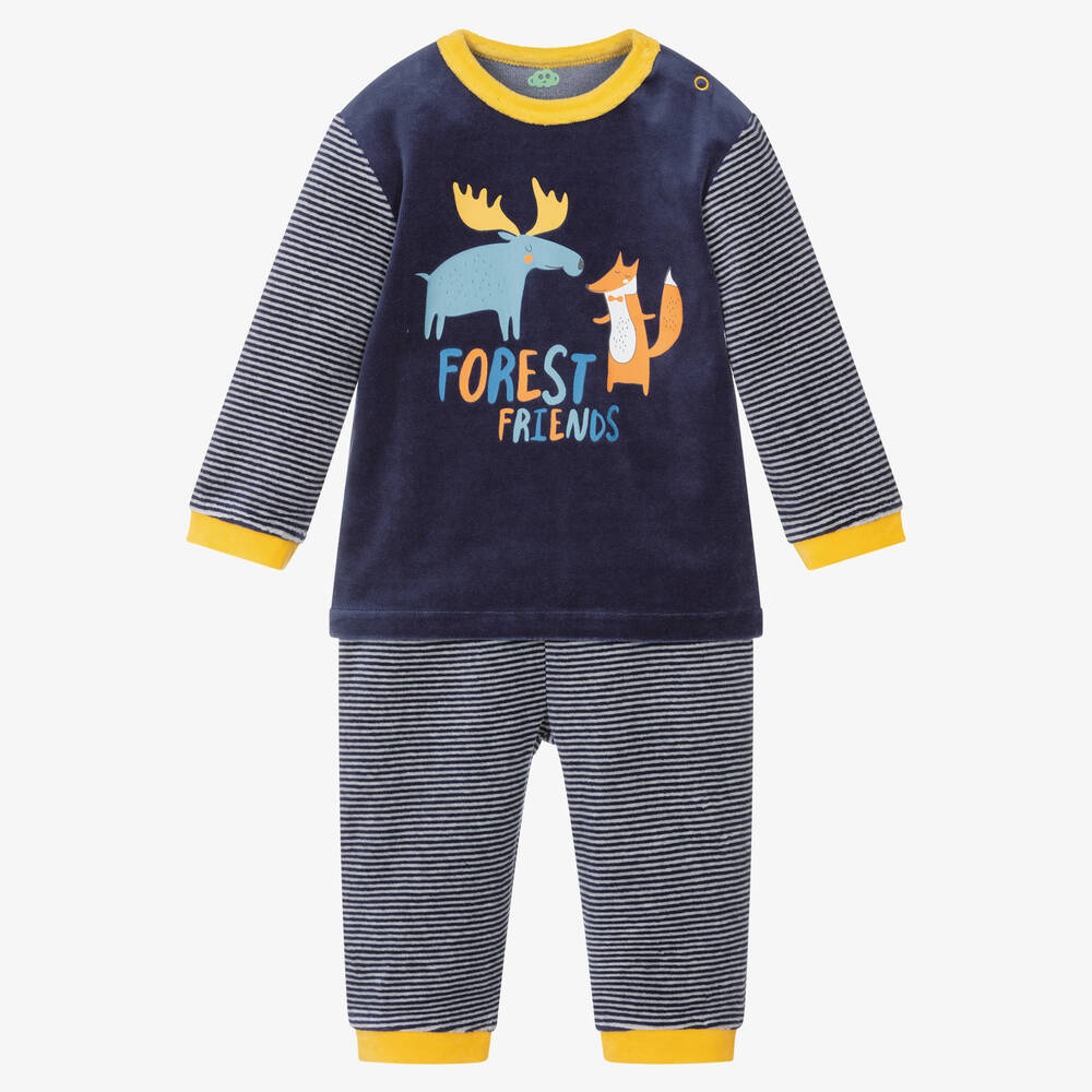 FS Baby-Boys Blue Velour Trouser Set | Childrensalon Outlet