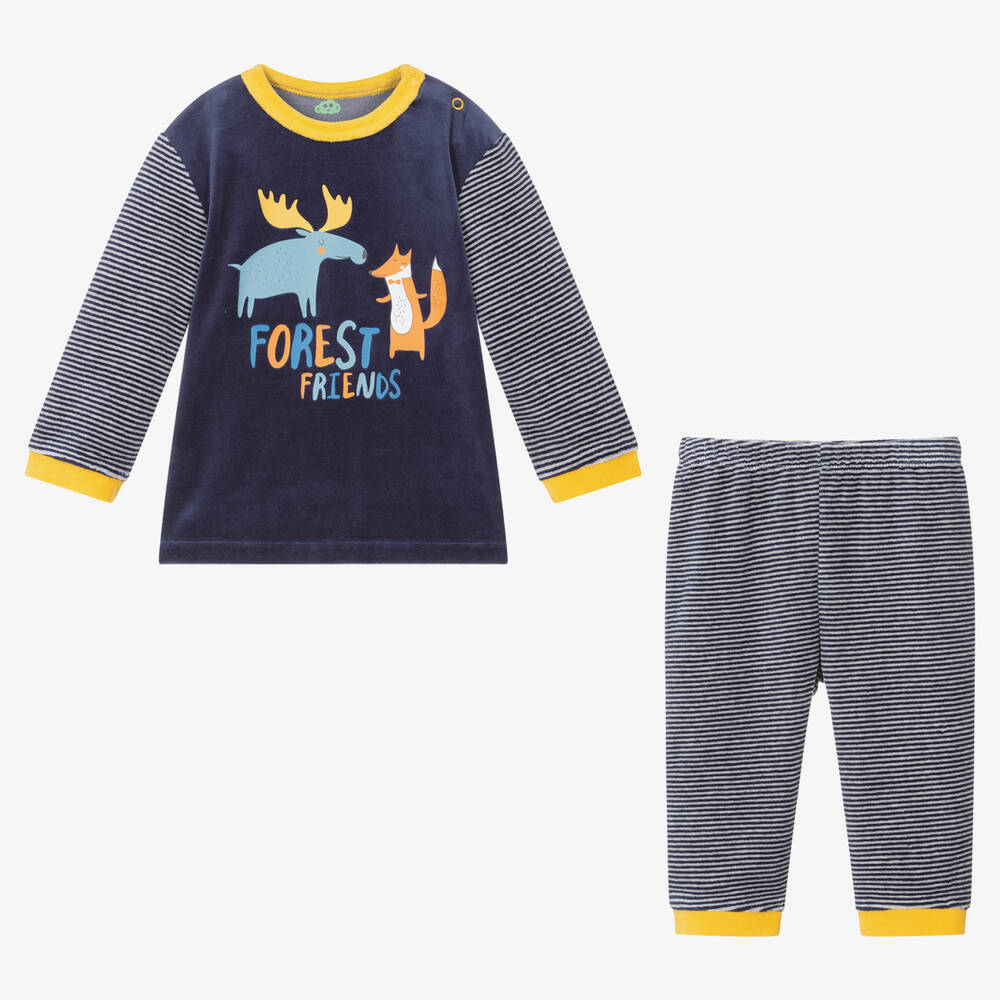 FS Baby-Boys Blue Velour Trouser Set | Childrensalon Outlet