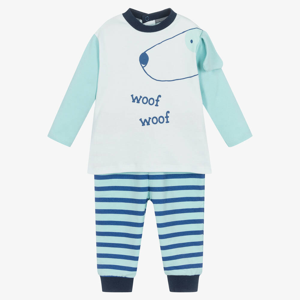 FS Baby - Boys Green & Blue Cotton Trouser Set | Childrensalon