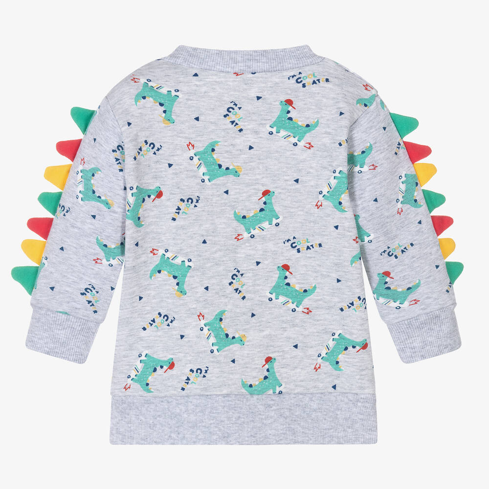 FS Baby-Boys Grey Cotton Dinosaur Sweatshirt | Childrensalon Outlet