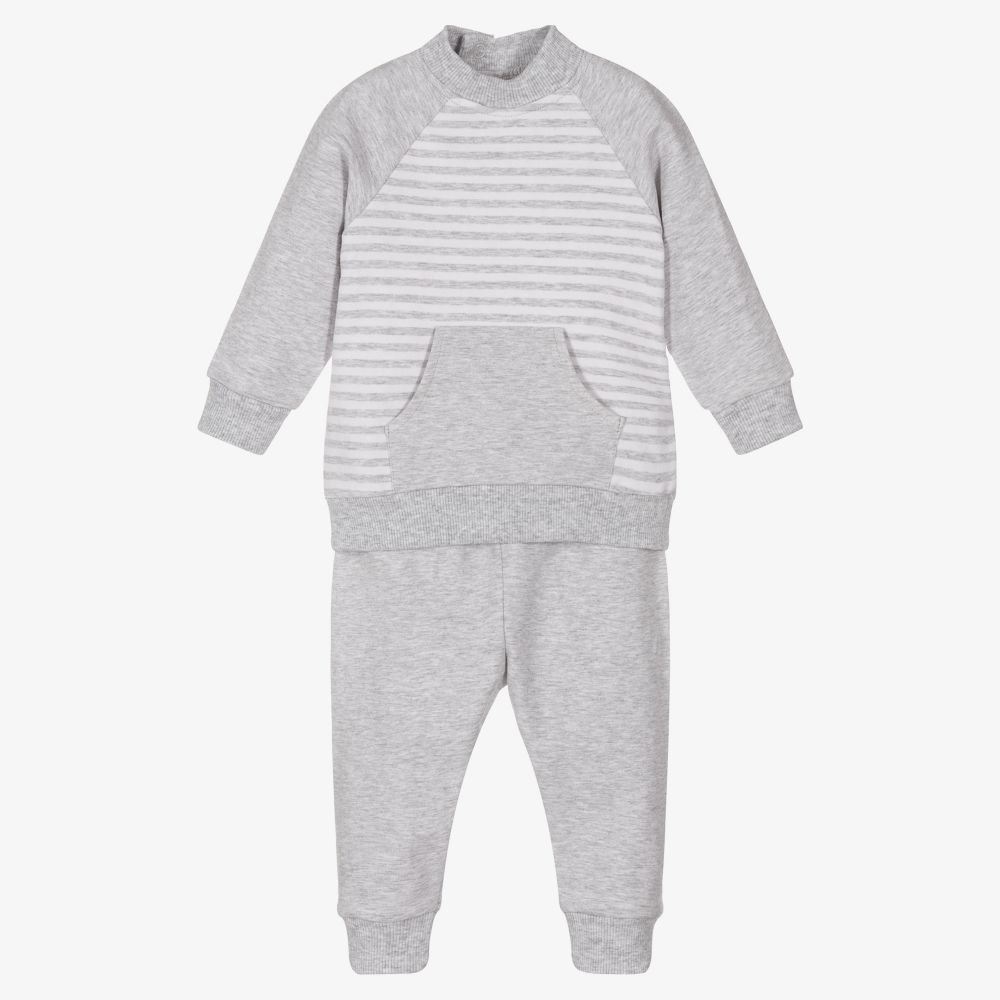 FS Baby - Boys Grey Cotton Tracksuit | Childrensalon
