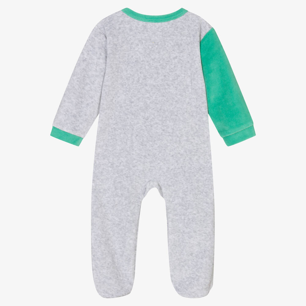 FS Baby-Boys Grey Dinosaur Velour Babygrow | Childrensalon Outlet